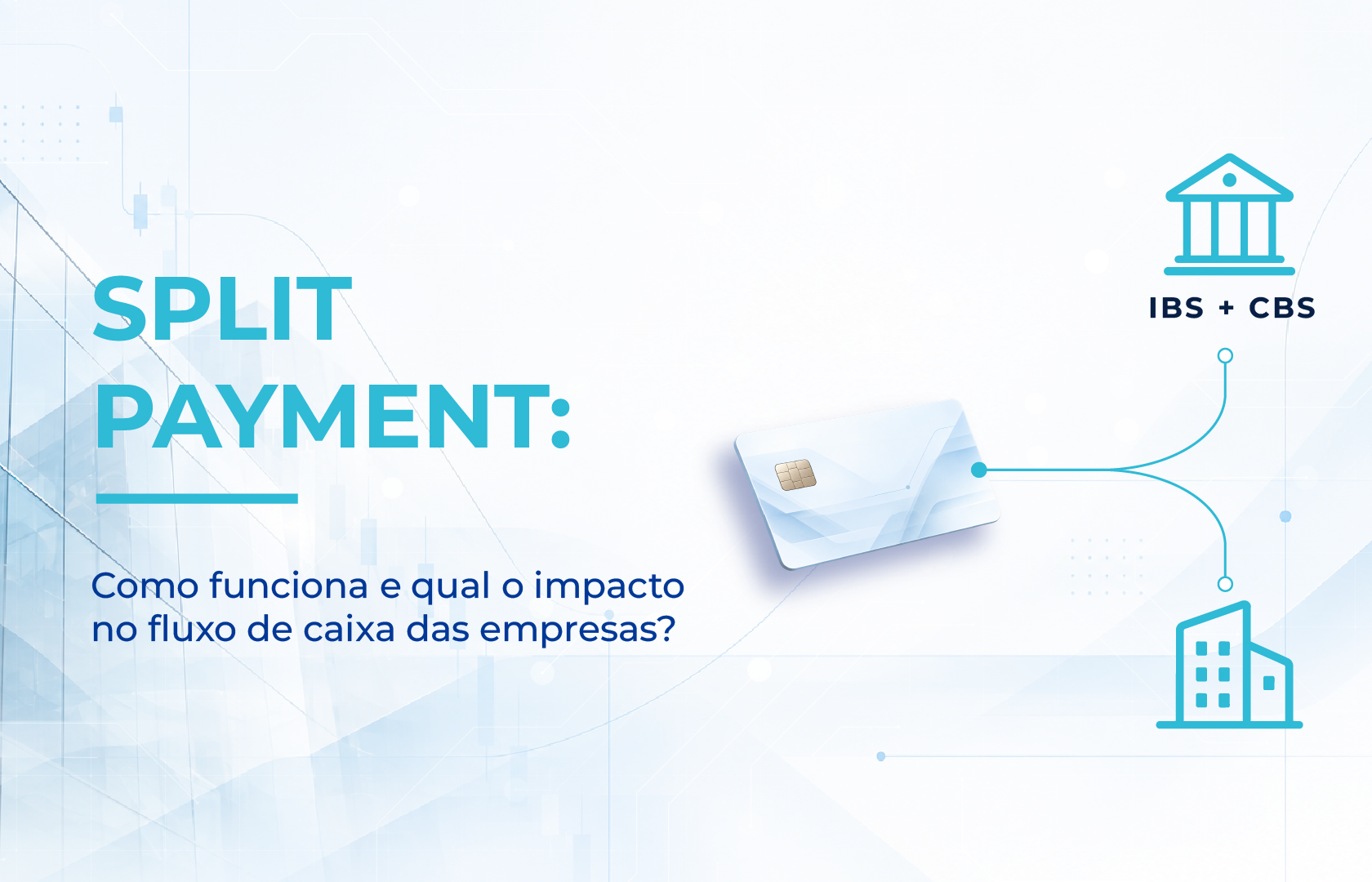 Ilustração sobre Split Payment na Reforma Tributária, com representação da divisão de pagamentos entre empresa e Fisco.